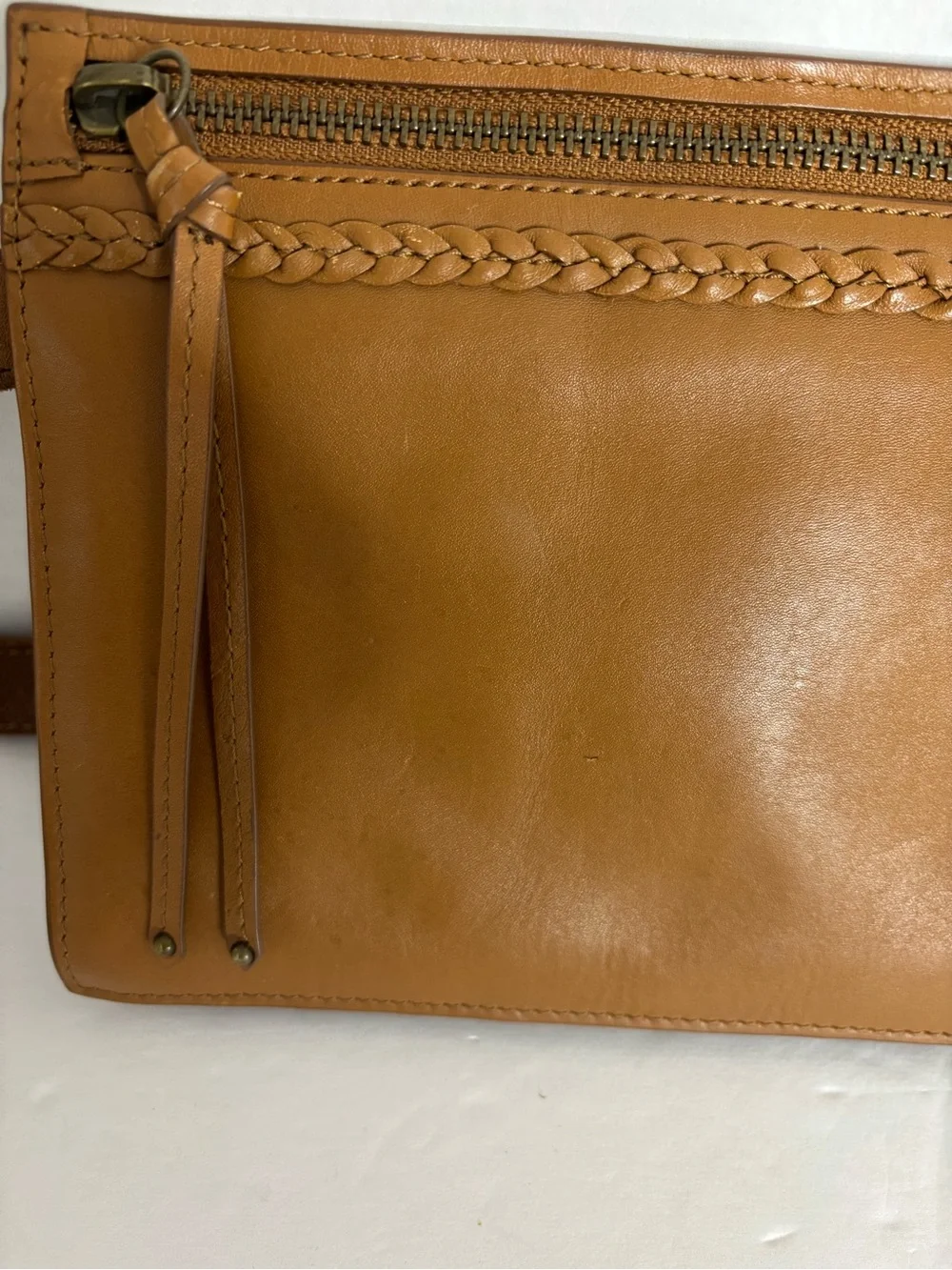 Frye Women’s Caramel Braided Leather Belt Bag